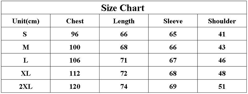 T0061 size chart